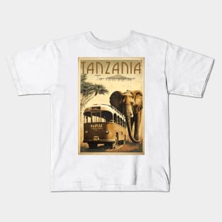 Tanzania Safari Vintage Travel Art Poster Kids T-Shirt